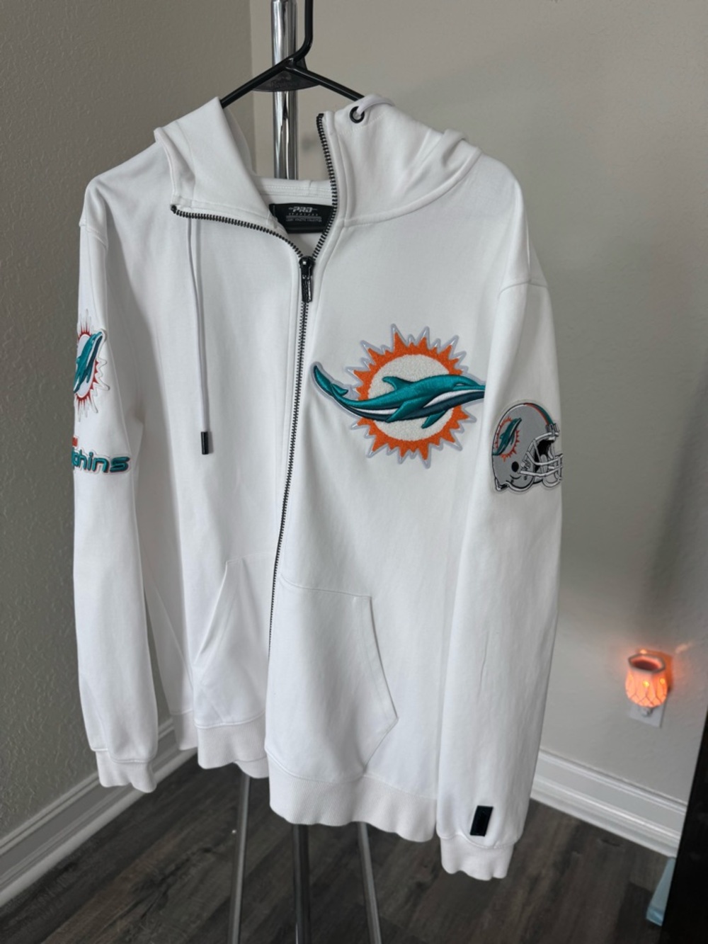 Miami Dolphins White Full-Zip Hoodie
